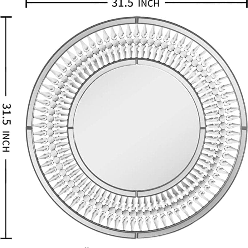 Round Crystal Jeweled Wall Mirror in Chrome - HER Home Design Boutique